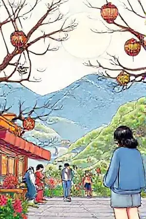 校园日常《跳格子的人》封面，粉笔在水泥地上画出的一排格子